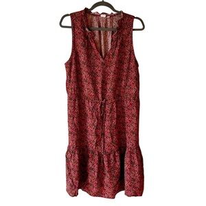 GAP Sleeveless Floral Midi Dress Medium Brown Boho Cottagecore Ruffle Tie Waist